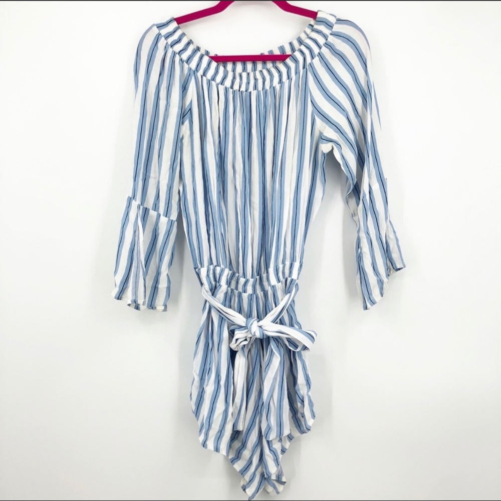 Faithfull The Brand Striped Tie Waist Romper 8